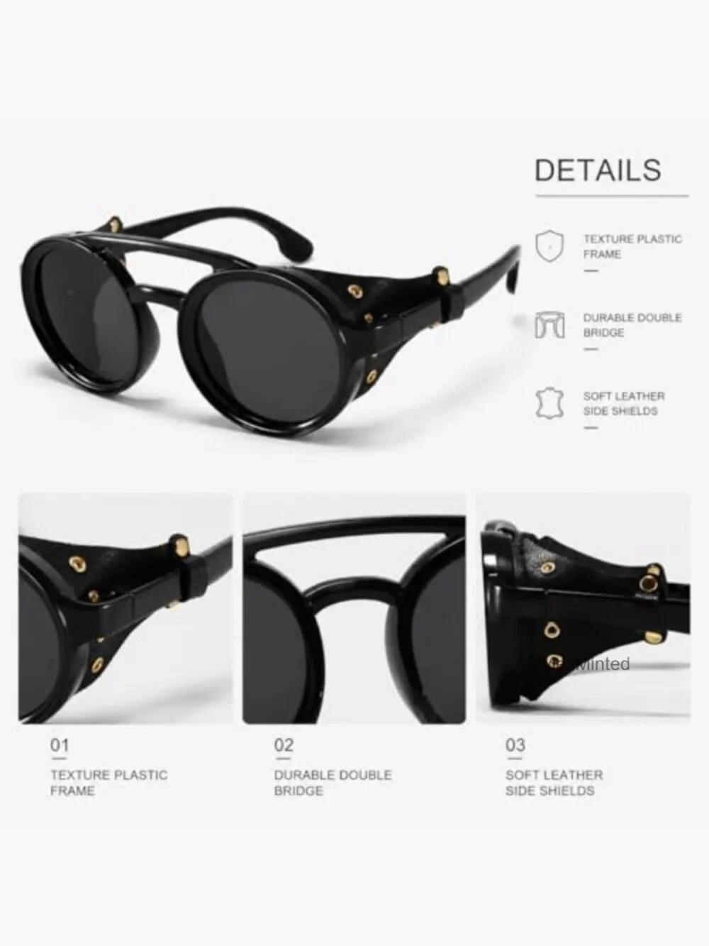 Round Steampunk Sunglasses UV400 Retro Shield Glasses Unisex